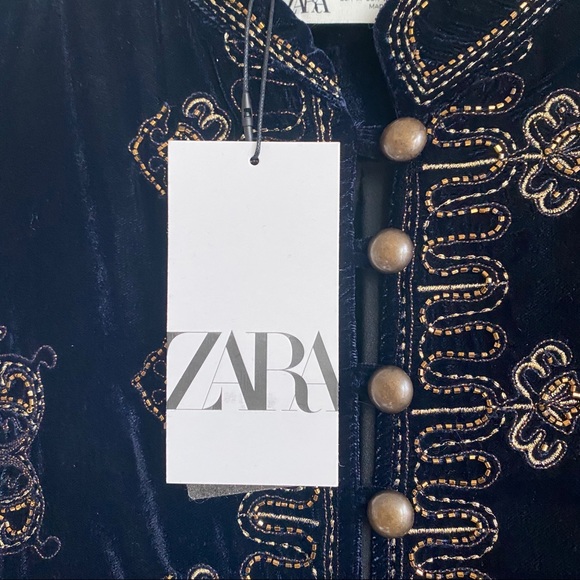 ZARA EMBROIDERED VELVET KIMONO JACKET - Picture 7 of 9